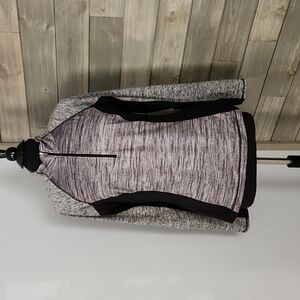 Tek Gear Womens Quarter Zip Workout Running Jacket- Gray Space Dye Pullover Lg